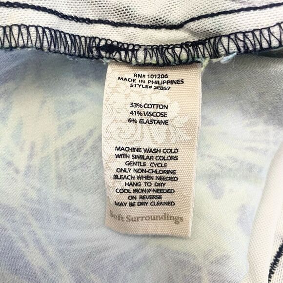 Soft Surroundings Size Large Superla Pull On Pants Skinny Abstract Green Blue - Picture 9 of 9